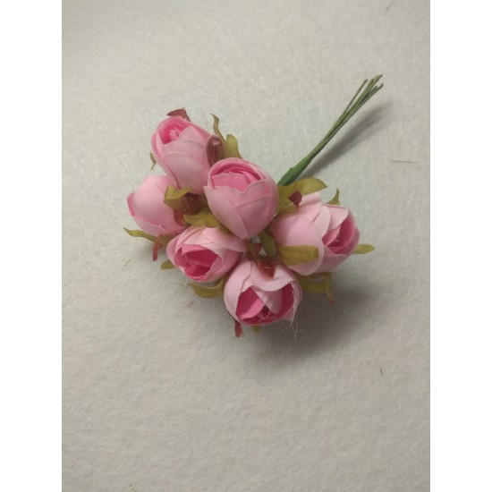 Цветы из ткани 2 см в пучках (6 шт) цв. розовый, цена за пучок